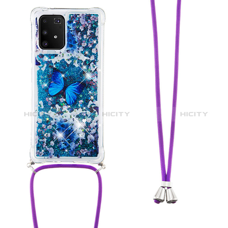 Coque Silicone Housse Etui Gel Bling-Bling avec Laniere Strap S02 pour Samsung Galaxy M80S Plus