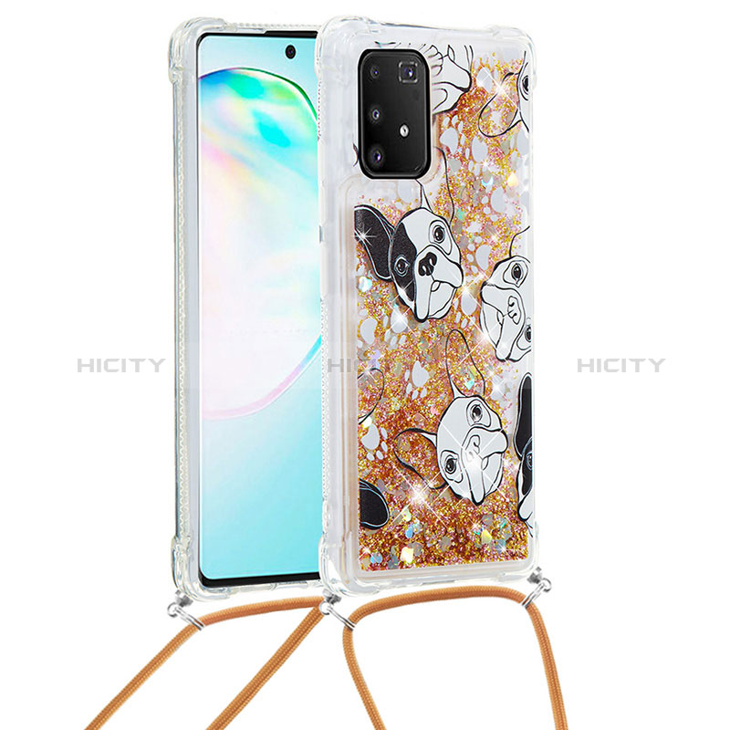 Coque Silicone Housse Etui Gel Bling-Bling avec Laniere Strap S02 pour Samsung Galaxy M80S Plus