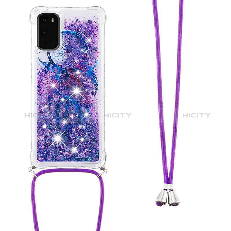 Coque Silicone Housse Etui Gel Bling-Bling avec Laniere Strap S02 pour Samsung Galaxy S20 5G Plus