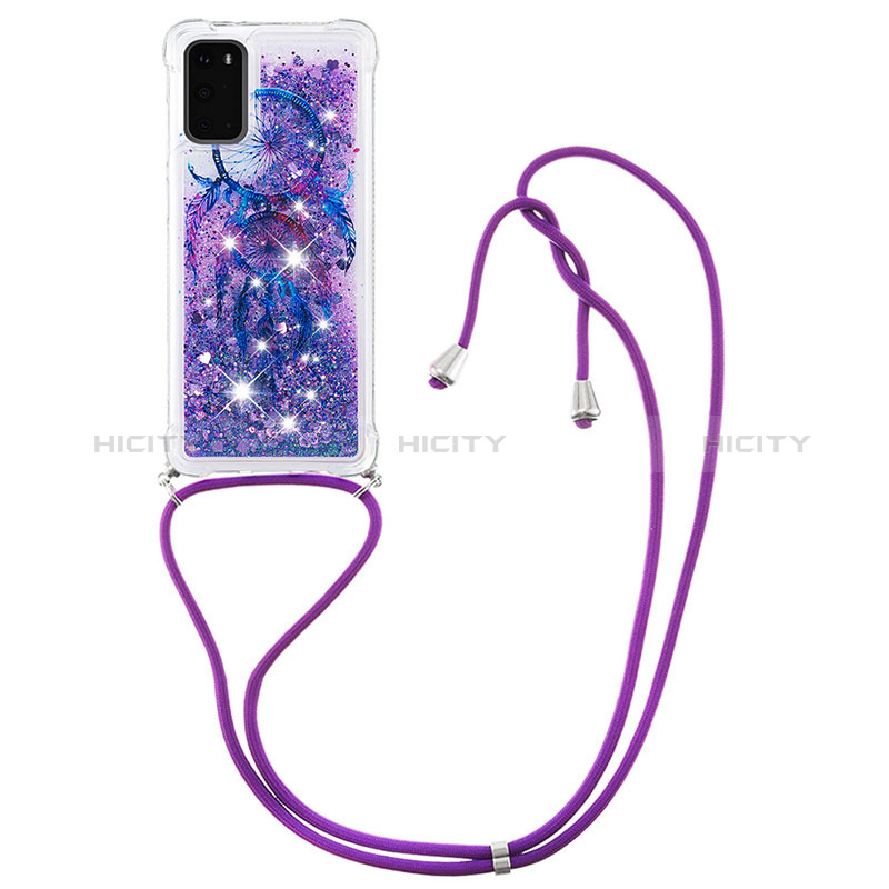 Coque Silicone Housse Etui Gel Bling-Bling avec Laniere Strap S02 pour Samsung Galaxy S20 Plus