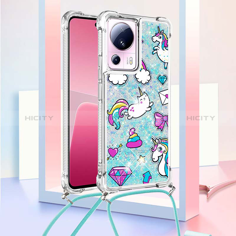 Coque Silicone Housse Etui Gel Bling-Bling avec Laniere Strap S02 pour Xiaomi Civi 2 5G Bleu Ciel Plus