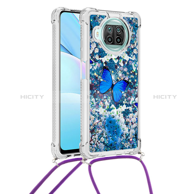 Coque Silicone Housse Etui Gel Bling-Bling avec Laniere Strap S02 pour Xiaomi Mi 10i 5G Bleu Plus