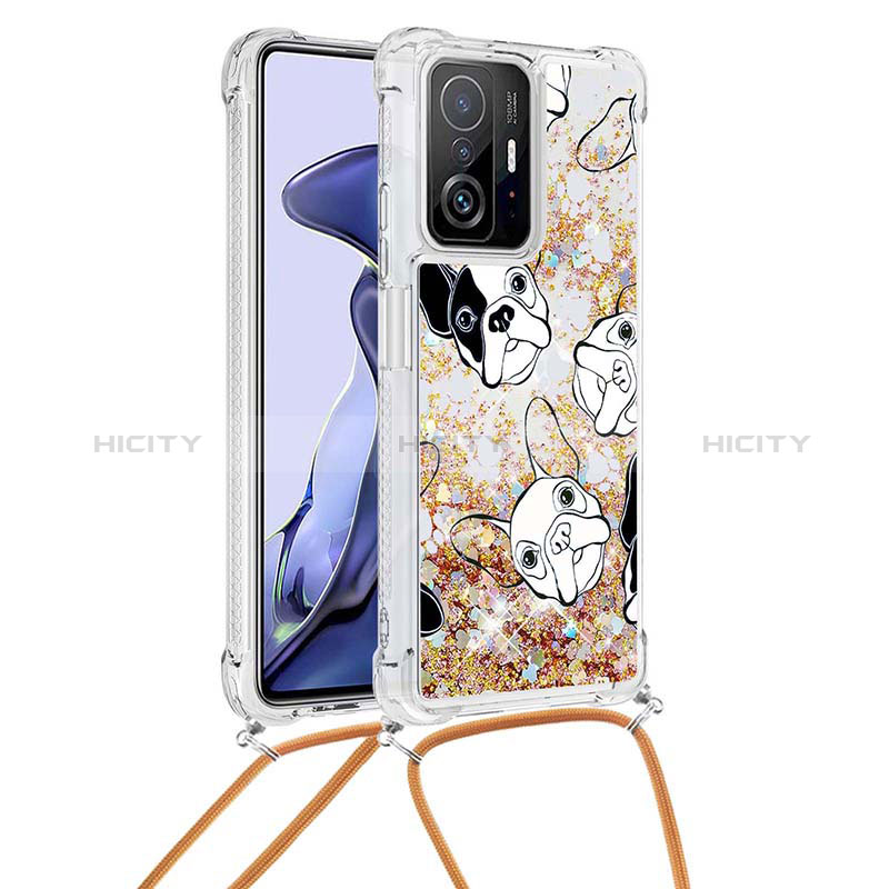 Coque Silicone Housse Etui Gel Bling-Bling avec Laniere Strap S02 pour Xiaomi Mi 11T 5G Or Plus