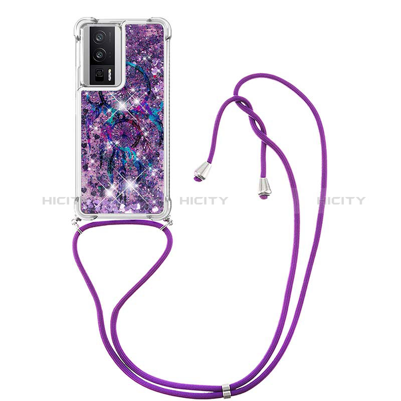 Coque Silicone Housse Etui Gel Bling-Bling avec Laniere Strap S02 pour Xiaomi Poco F5 Pro 5G Plus