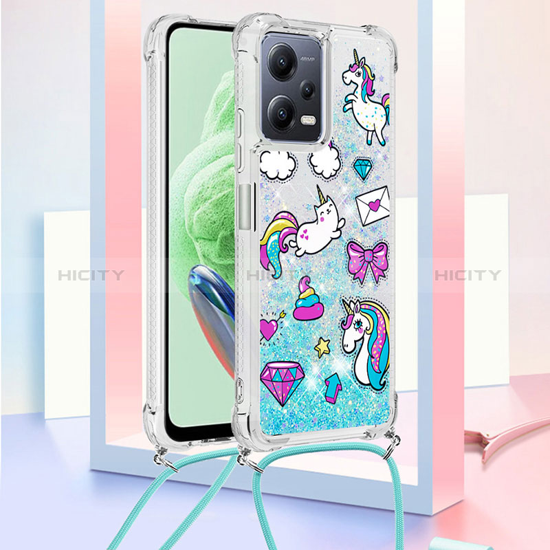 Coque Silicone Housse Etui Gel Bling-Bling avec Laniere Strap S02 pour Xiaomi Redmi Note 12 5G Plus