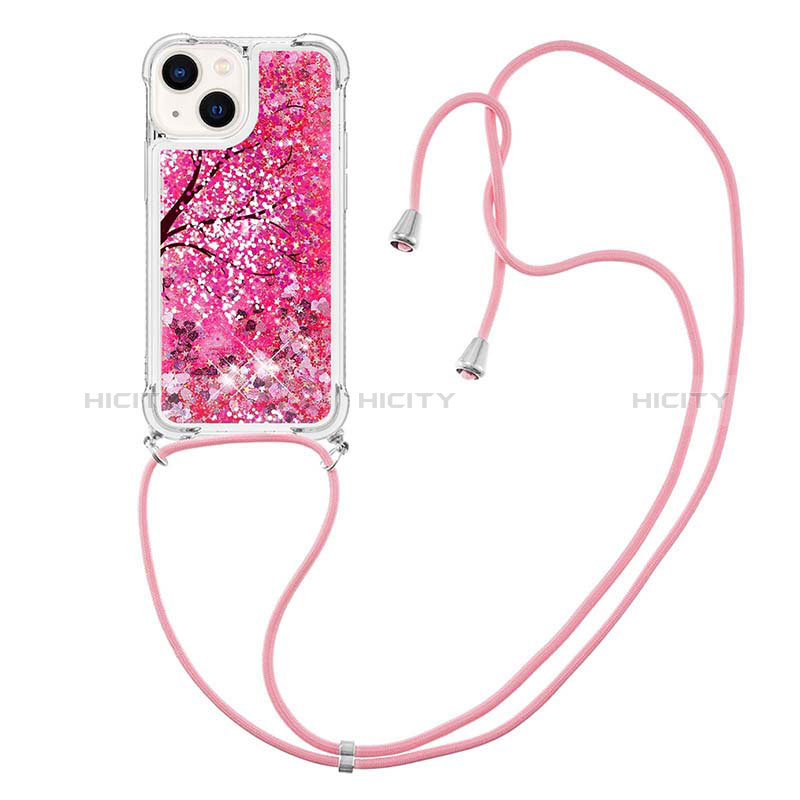 Coque Silicone Housse Etui Gel Bling-Bling avec Laniere Strap S03 pour Apple iPhone 13 Plus