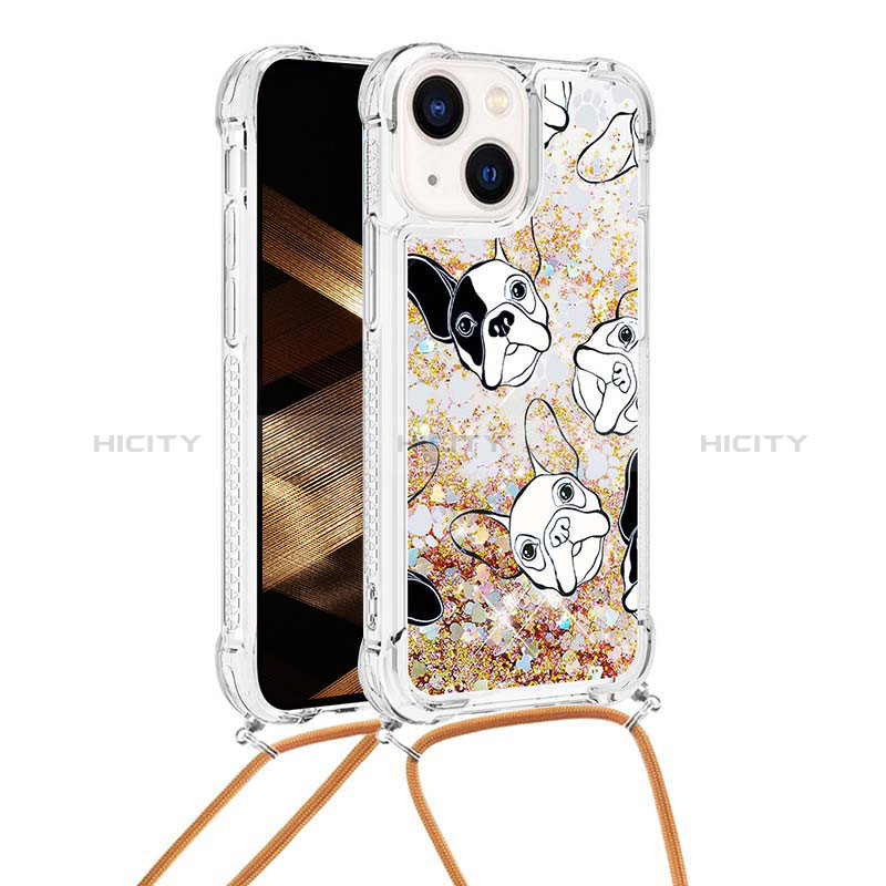 Coque Silicone Housse Etui Gel Bling-Bling avec Laniere Strap S03 pour Apple iPhone 13 Plus