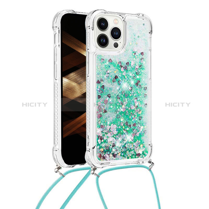 Coque Silicone Housse Etui Gel Bling-Bling avec Laniere Strap S03 pour Apple iPhone 13 Pro Max Plus