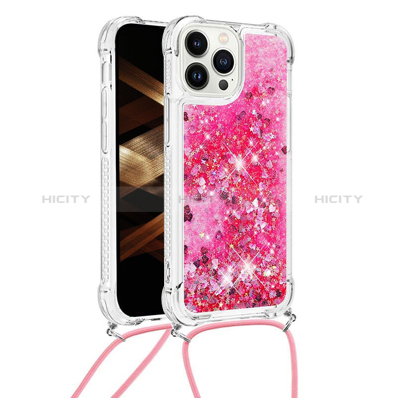 Coque Silicone Housse Etui Gel Bling-Bling avec Laniere Strap S03 pour Apple iPhone 13 Pro Max Plus