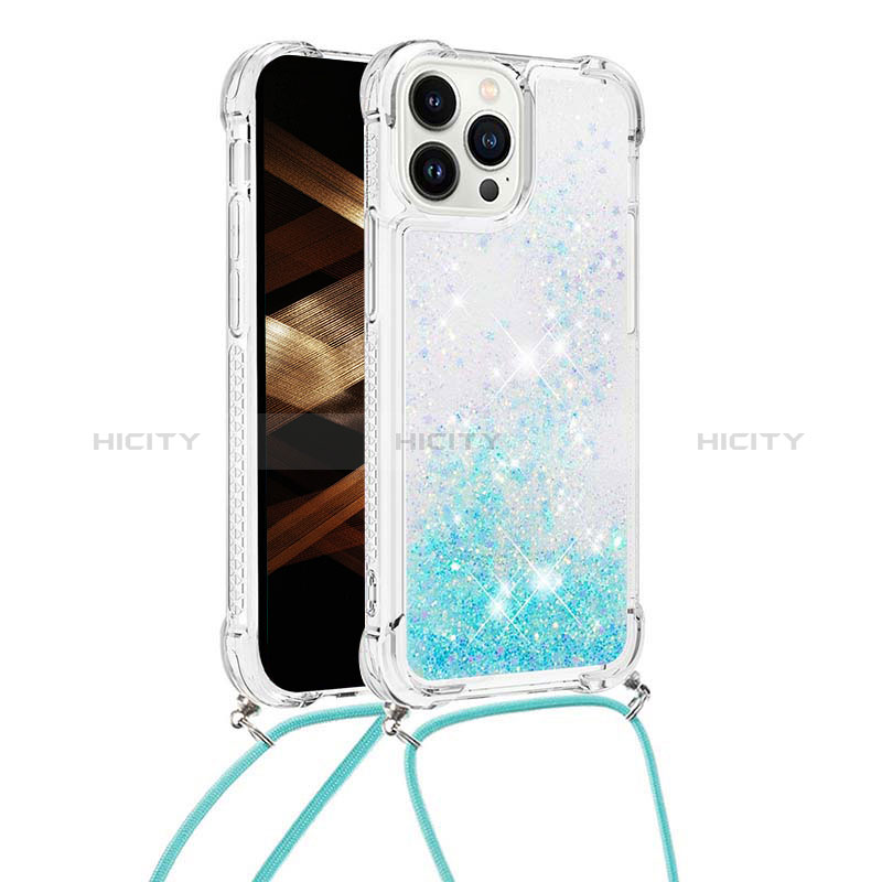 Coque Silicone Housse Etui Gel Bling-Bling avec Laniere Strap S03 pour Apple iPhone 13 Pro Plus