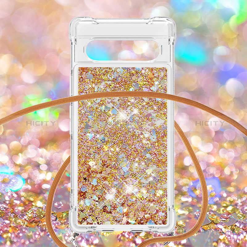 Coque Silicone Housse Etui Gel Bling-Bling avec Laniere Strap S03 pour Google Pixel 7a 5G Plus