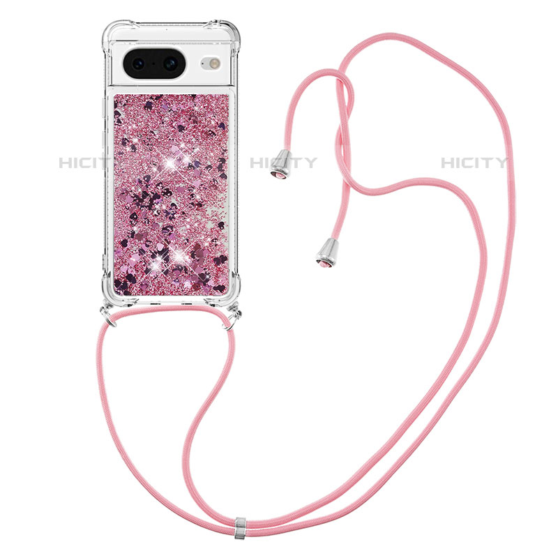 Coque Silicone Housse Etui Gel Bling-Bling avec Laniere Strap S03 pour Google Pixel 8 5G Plus