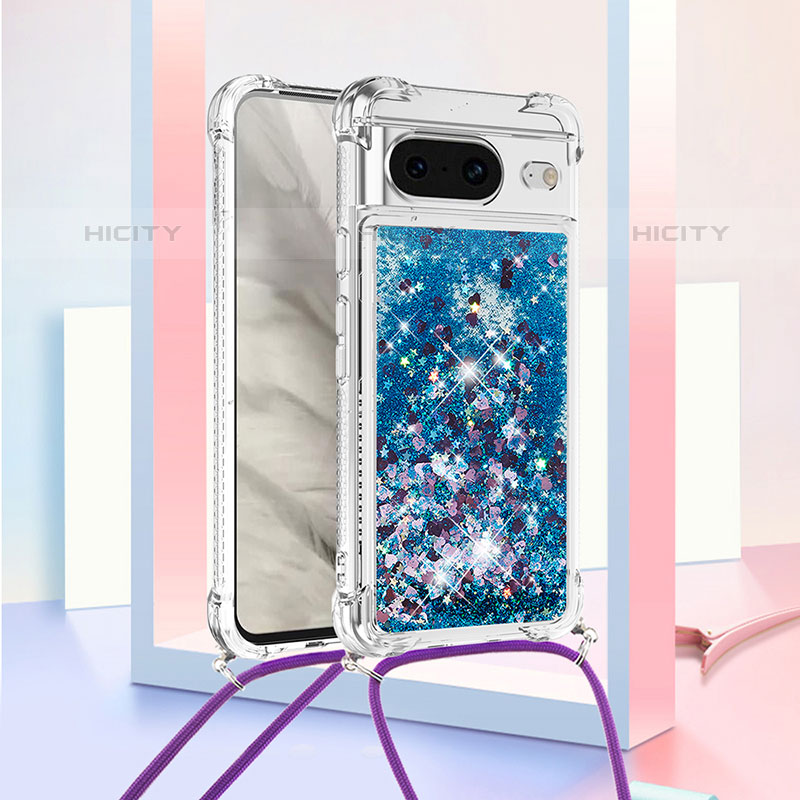 Coque Silicone Housse Etui Gel Bling-Bling avec Laniere Strap S03 pour Google Pixel 8 5G Plus