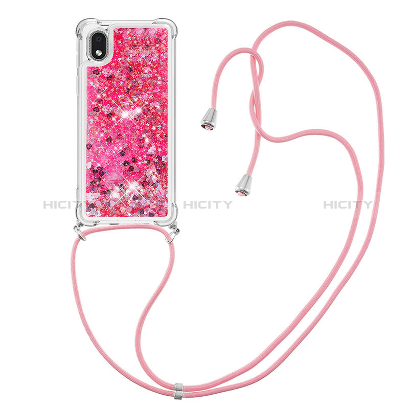 Coque Silicone Housse Etui Gel Bling-Bling avec Laniere Strap S03 pour Samsung Galaxy A01 Core Plus