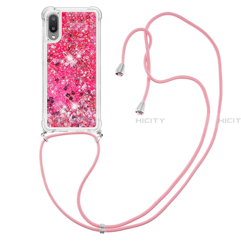 Coque Silicone Housse Etui Gel Bling-Bling avec Laniere Strap S03 pour Samsung Galaxy A02 Plus