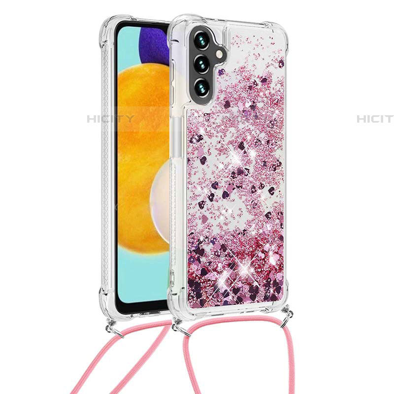 Coque Silicone Housse Etui Gel Bling-Bling avec Laniere Strap S03 pour Samsung Galaxy A04s Plus