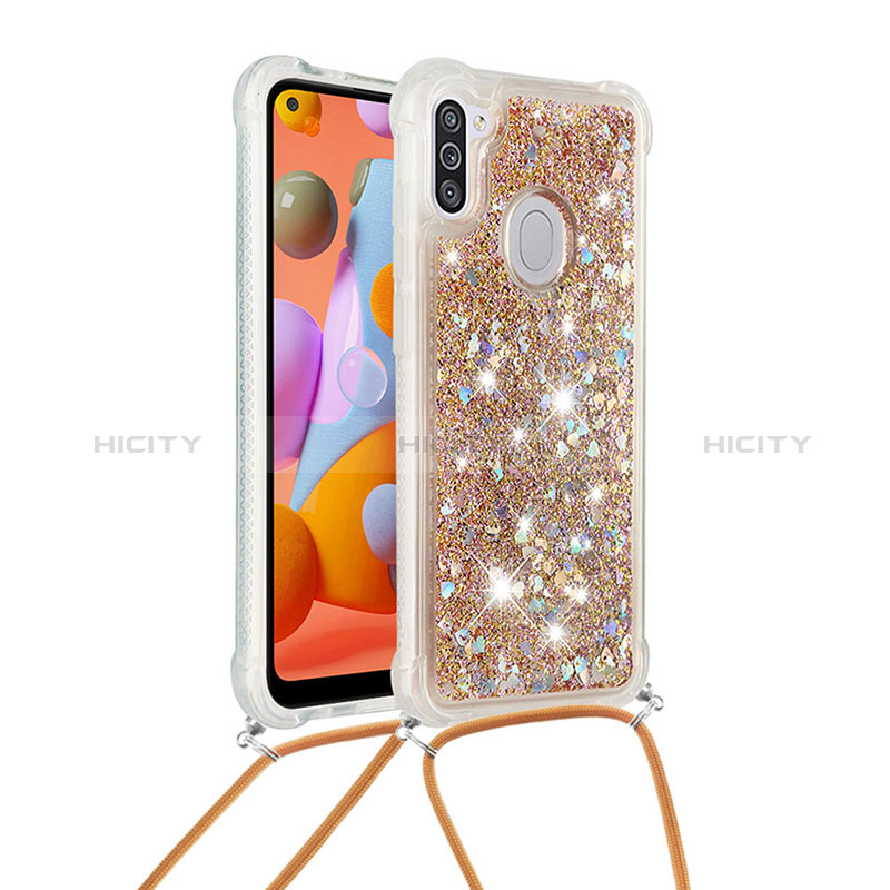 Coque Silicone Housse Etui Gel Bling-Bling avec Laniere Strap S03 pour Samsung Galaxy A11 Plus