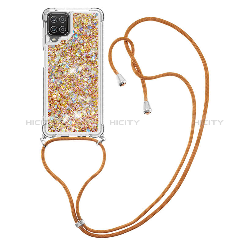 Coque Silicone Housse Etui Gel Bling-Bling avec Laniere Strap S03 pour Samsung Galaxy A12 Nacho Plus