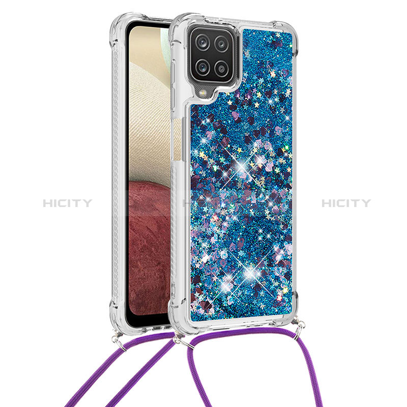 Coque Silicone Housse Etui Gel Bling-Bling avec Laniere Strap S03 pour Samsung Galaxy A12 Plus