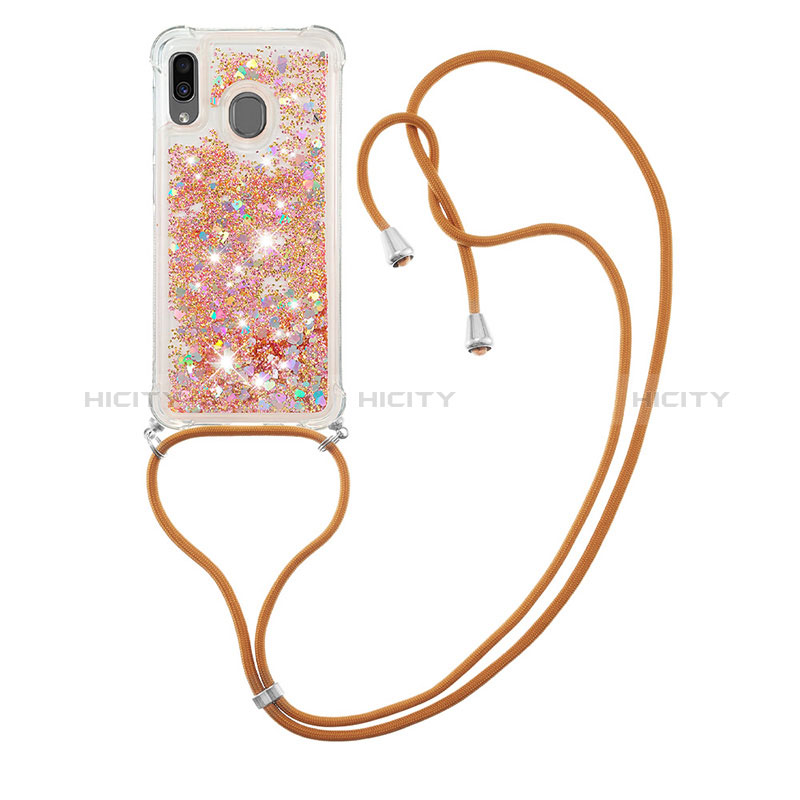 Coque Silicone Housse Etui Gel Bling-Bling avec Laniere Strap S03 pour Samsung Galaxy A20 Plus