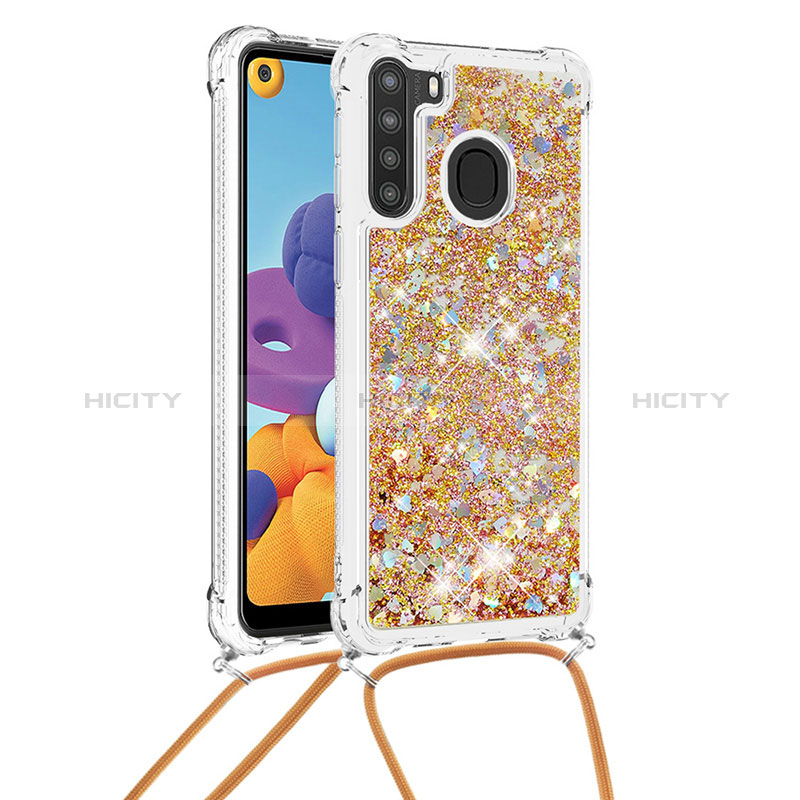 Coque Silicone Housse Etui Gel Bling-Bling avec Laniere Strap S03 pour Samsung Galaxy A21 Plus