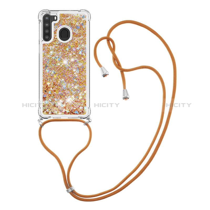 Coque Silicone Housse Etui Gel Bling-Bling avec Laniere Strap S03 pour Samsung Galaxy A21 Plus