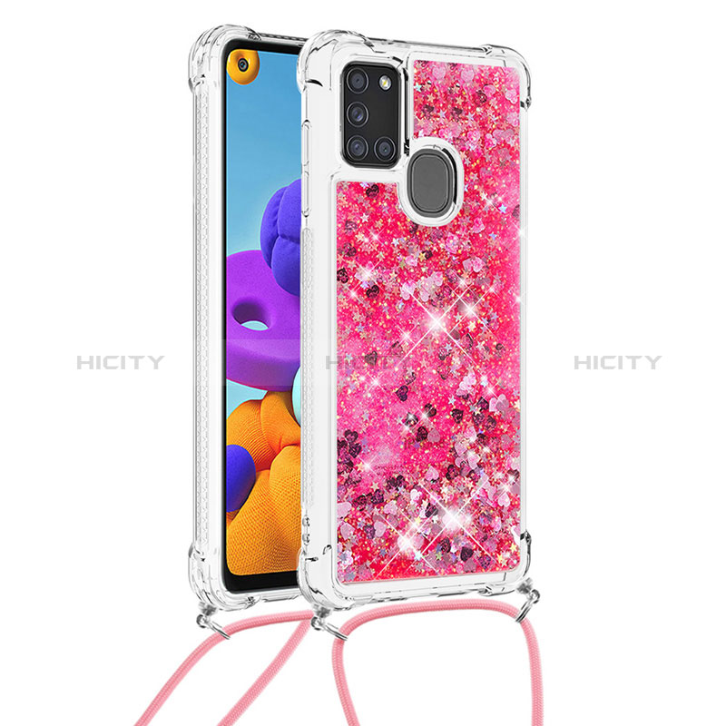 Coque Silicone Housse Etui Gel Bling-Bling avec Laniere Strap S03 pour Samsung Galaxy A21s Plus