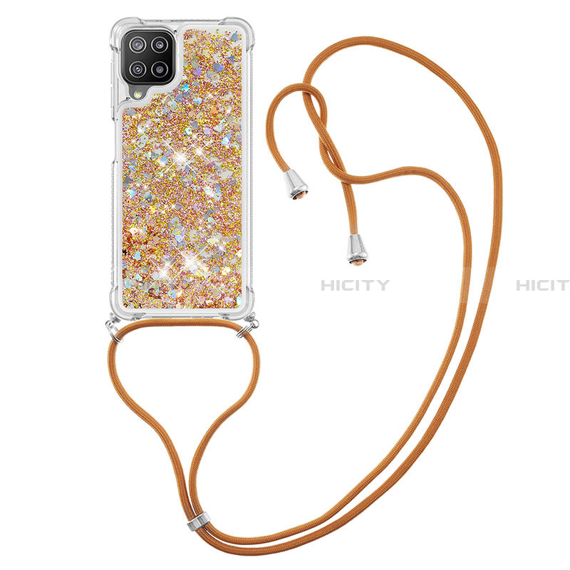 Coque Silicone Housse Etui Gel Bling-Bling avec Laniere Strap S03 pour Samsung Galaxy A22 4G Plus