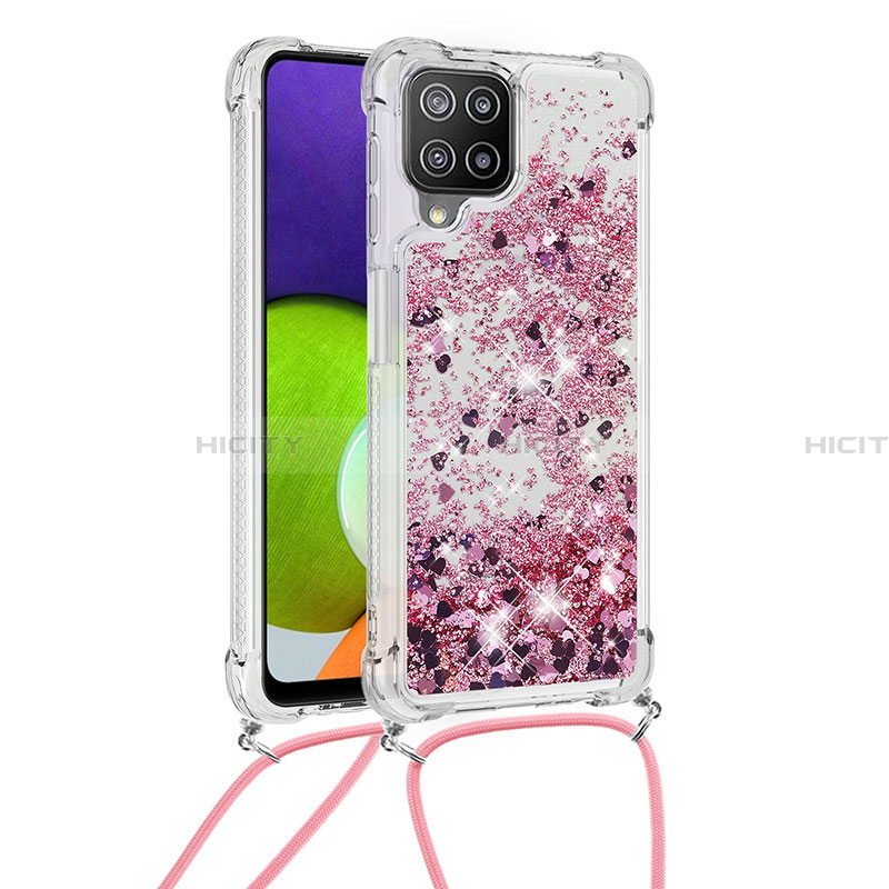 Coque Silicone Housse Etui Gel Bling-Bling avec Laniere Strap S03 pour Samsung Galaxy A22 4G Plus