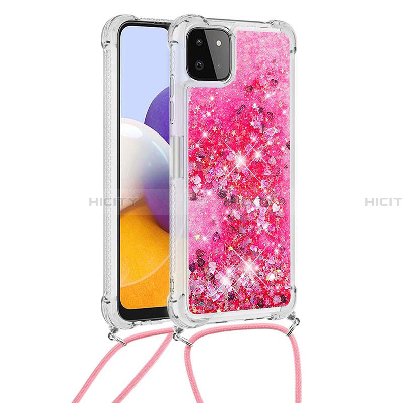 Coque Silicone Housse Etui Gel Bling-Bling avec Laniere Strap S03 pour Samsung Galaxy A22 5G Plus