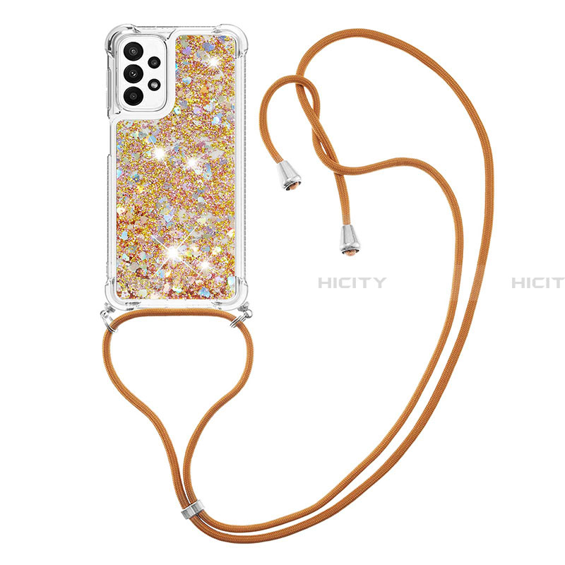 Coque Silicone Housse Etui Gel Bling-Bling avec Laniere Strap S03 pour Samsung Galaxy A23 4G Plus