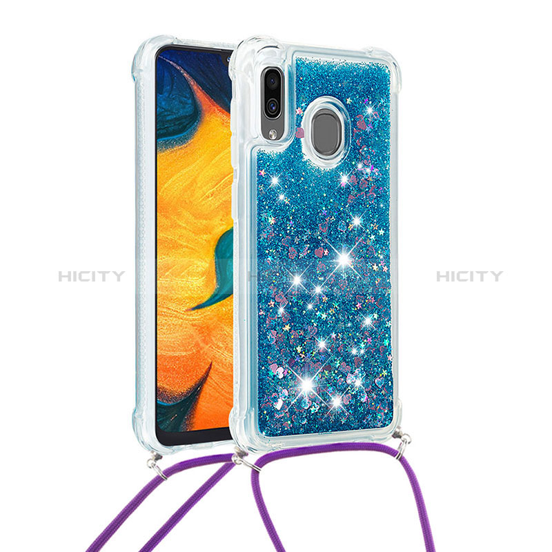 Coque Silicone Housse Etui Gel Bling-Bling avec Laniere Strap S03 pour Samsung Galaxy A30 Plus