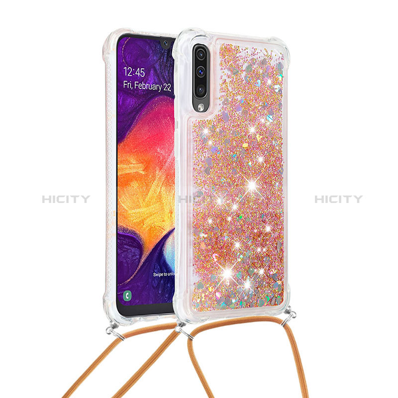 Coque Silicone Housse Etui Gel Bling-Bling avec Laniere Strap S03 pour Samsung Galaxy A30S Plus