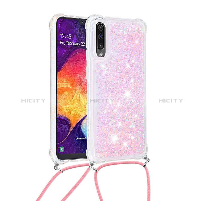 Coque Silicone Housse Etui Gel Bling-Bling avec Laniere Strap S03 pour Samsung Galaxy A30S Plus