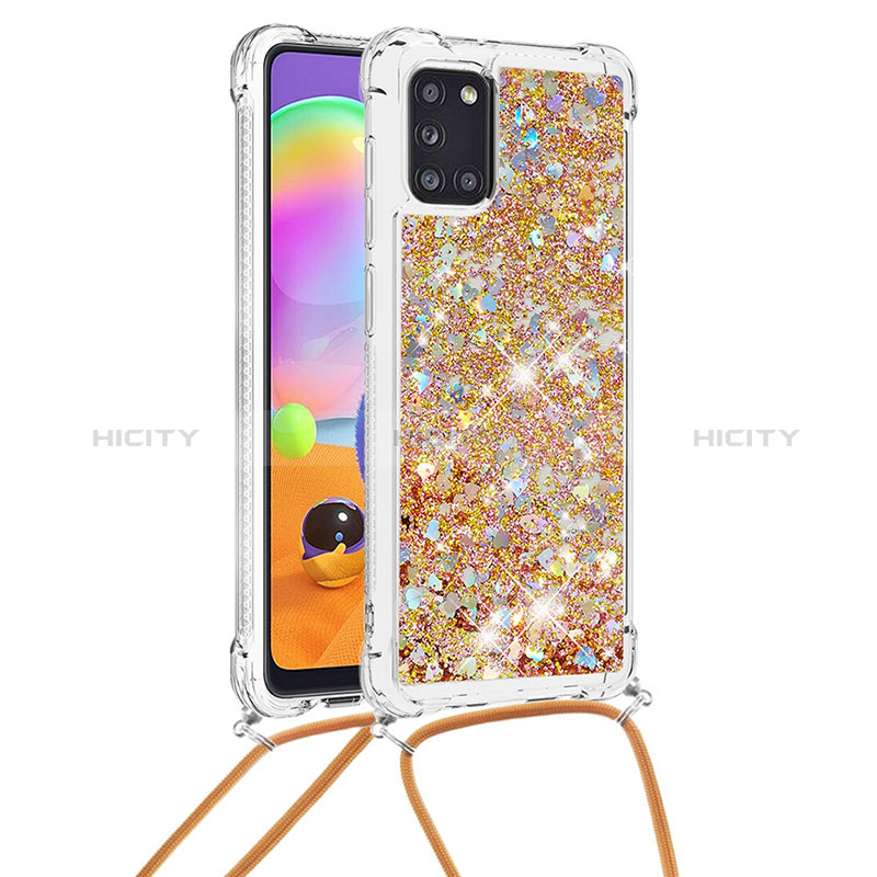 Coque Silicone Housse Etui Gel Bling-Bling avec Laniere Strap S03 pour Samsung Galaxy A31 Plus