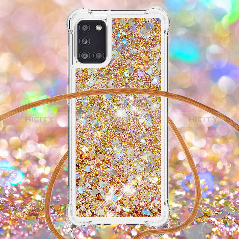 Coque Silicone Housse Etui Gel Bling-Bling avec Laniere Strap S03 pour Samsung Galaxy A31 Plus