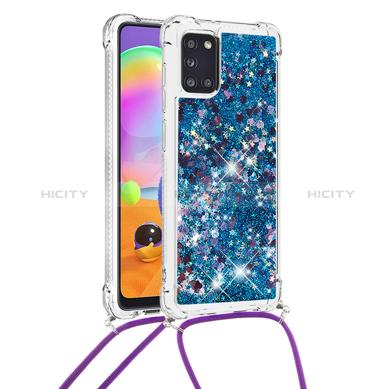 Coque Silicone Housse Etui Gel Bling-Bling avec Laniere Strap S03 pour Samsung Galaxy A31 Plus