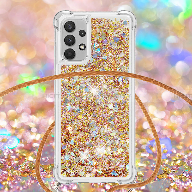 Coque Silicone Housse Etui Gel Bling-Bling avec Laniere Strap S03 pour Samsung Galaxy A32 4G Plus