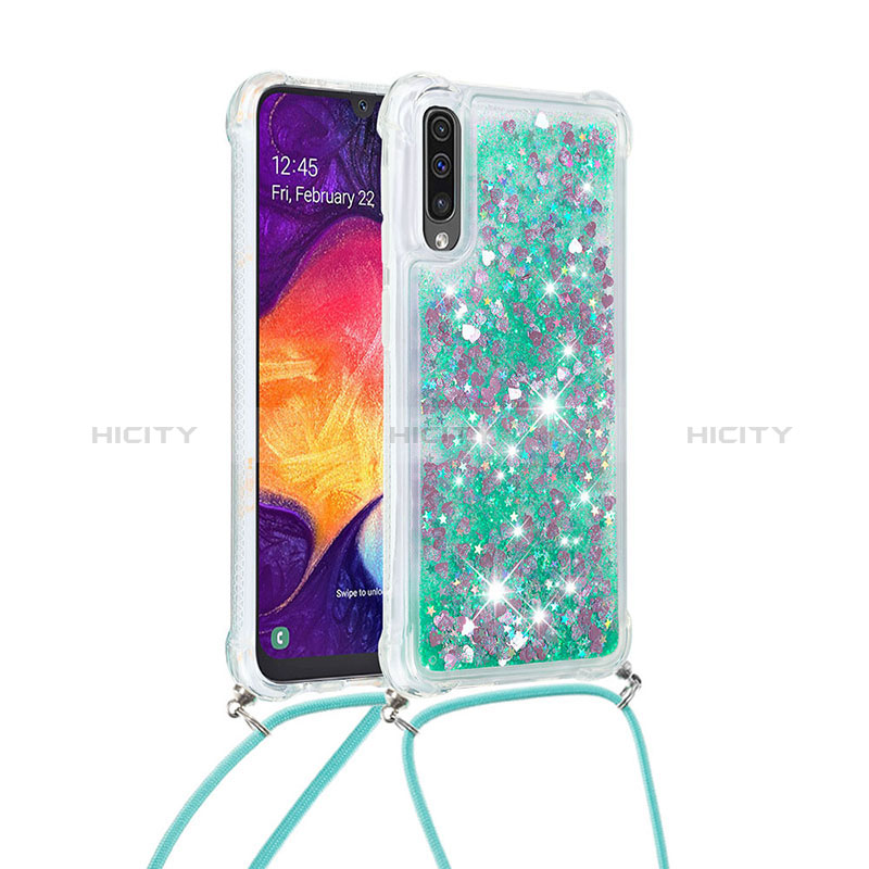 Coque Silicone Housse Etui Gel Bling-Bling avec Laniere Strap S03 pour Samsung Galaxy A50 Plus