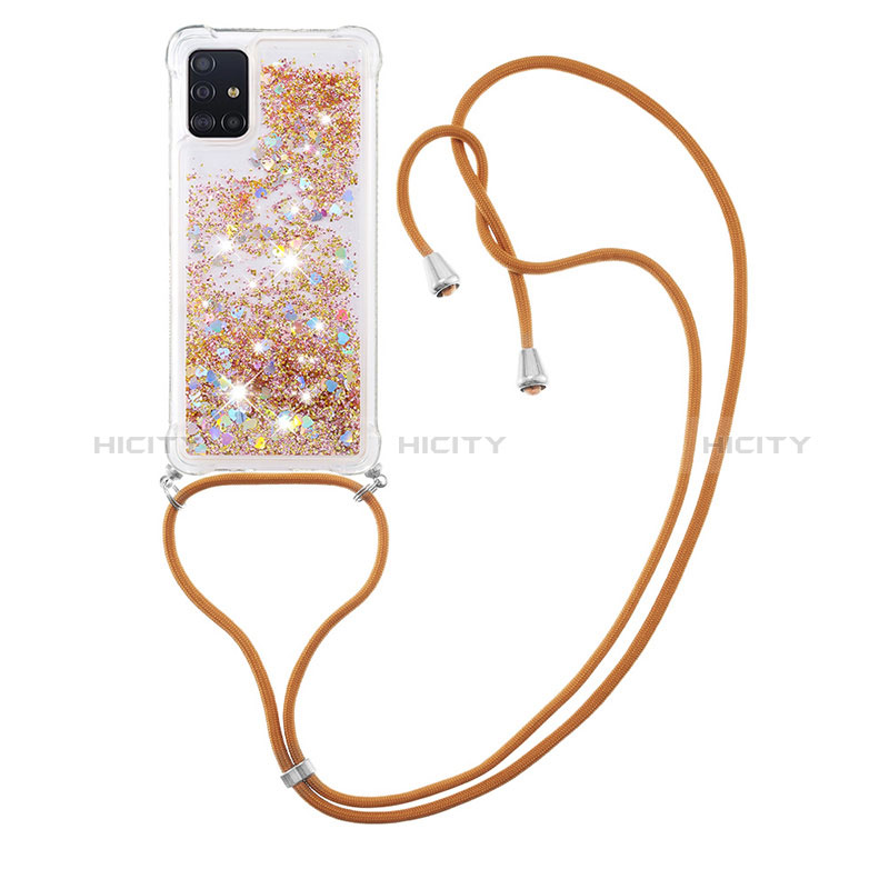 Coque Silicone Housse Etui Gel Bling-Bling avec Laniere Strap S03 pour Samsung Galaxy A51 5G Plus