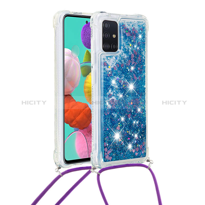 Coque Silicone Housse Etui Gel Bling-Bling avec Laniere Strap S03 pour Samsung Galaxy A51 5G Plus