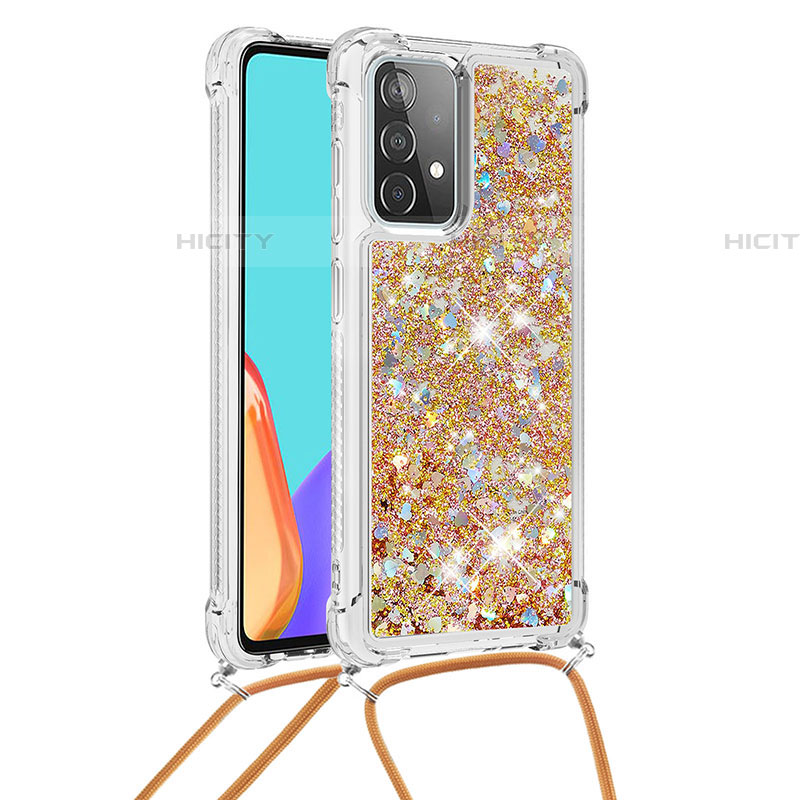 Coque Silicone Housse Etui Gel Bling-Bling avec Laniere Strap S03 pour Samsung Galaxy A52 4G Plus