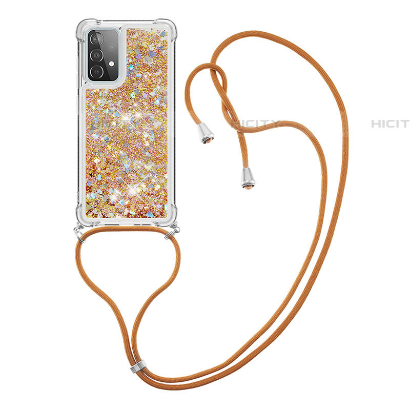 Coque Silicone Housse Etui Gel Bling-Bling avec Laniere Strap S03 pour Samsung Galaxy A52 4G Plus