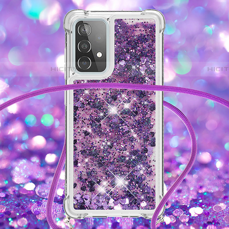 Coque Silicone Housse Etui Gel Bling-Bling avec Laniere Strap S03 pour Samsung Galaxy A52 4G Plus