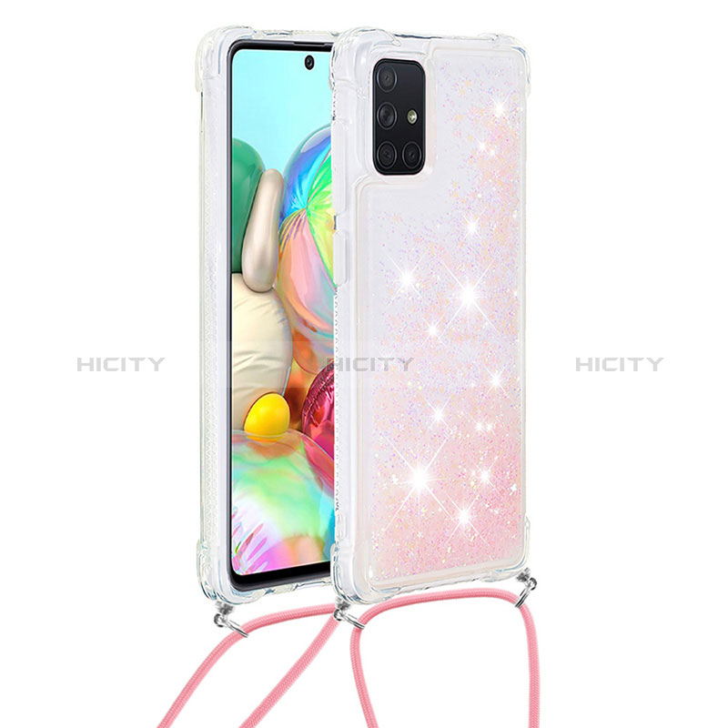 Coque Silicone Housse Etui Gel Bling-Bling avec Laniere Strap S03 pour Samsung Galaxy A71 5G Plus