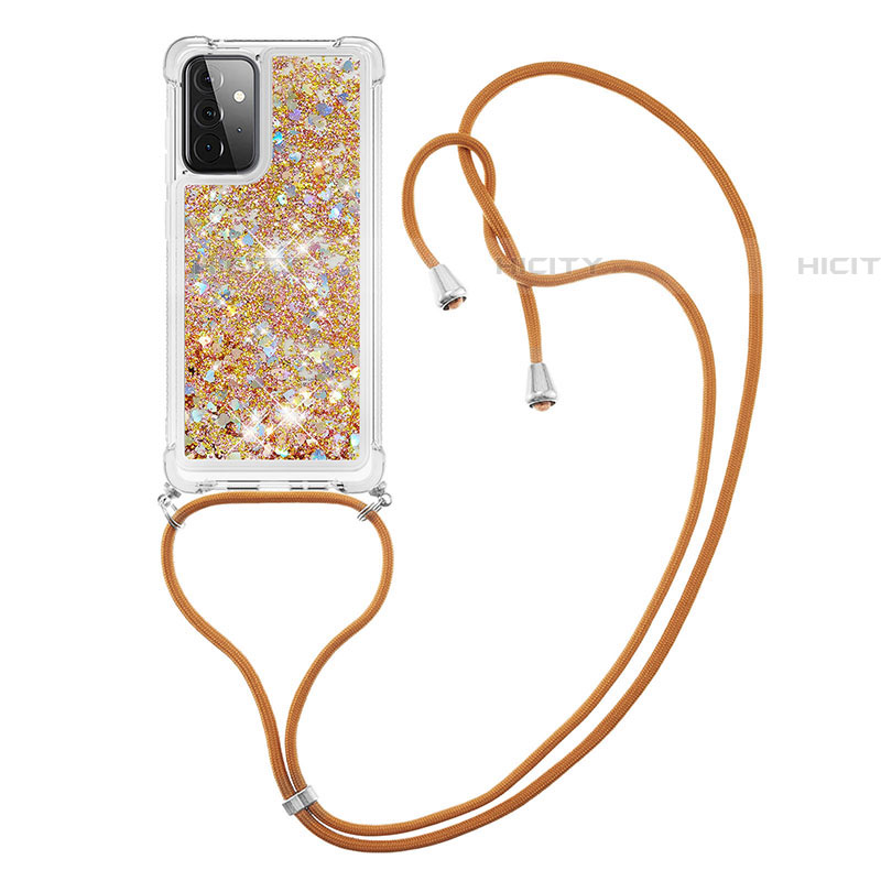 Coque Silicone Housse Etui Gel Bling-Bling avec Laniere Strap S03 pour Samsung Galaxy A72 4G Plus