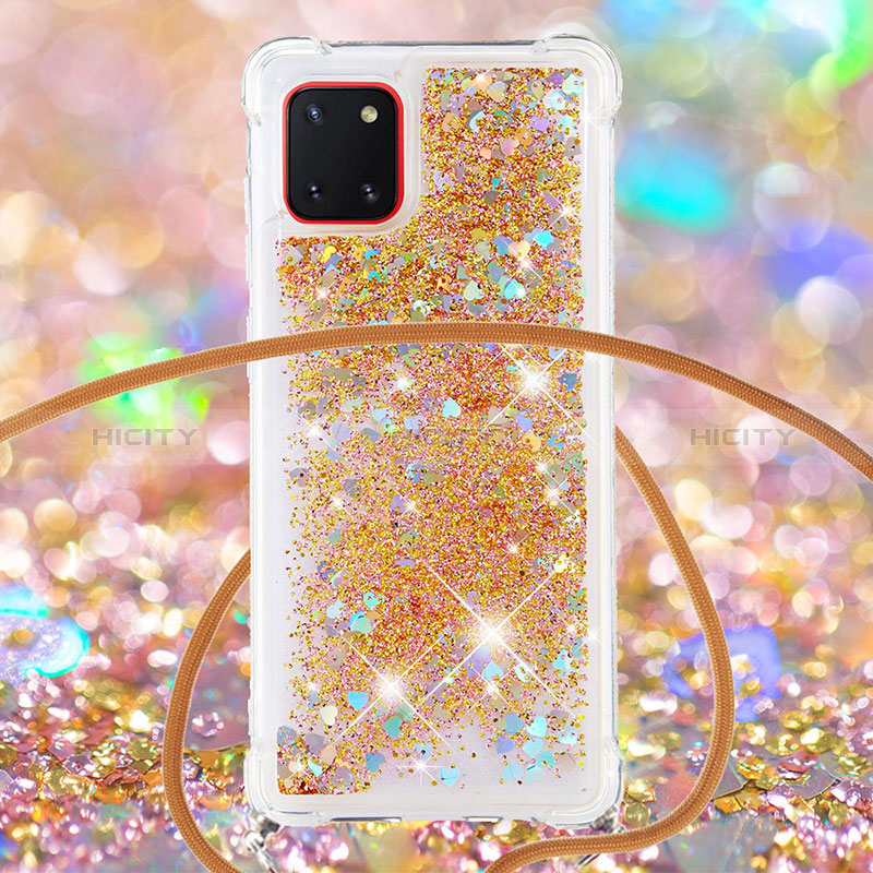 Coque Silicone Housse Etui Gel Bling-Bling avec Laniere Strap S03 pour Samsung Galaxy A81 Plus