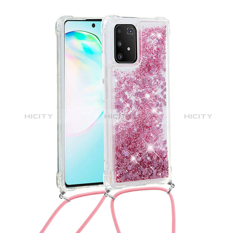 Coque Silicone Housse Etui Gel Bling-Bling avec Laniere Strap S03 pour Samsung Galaxy A91 Plus