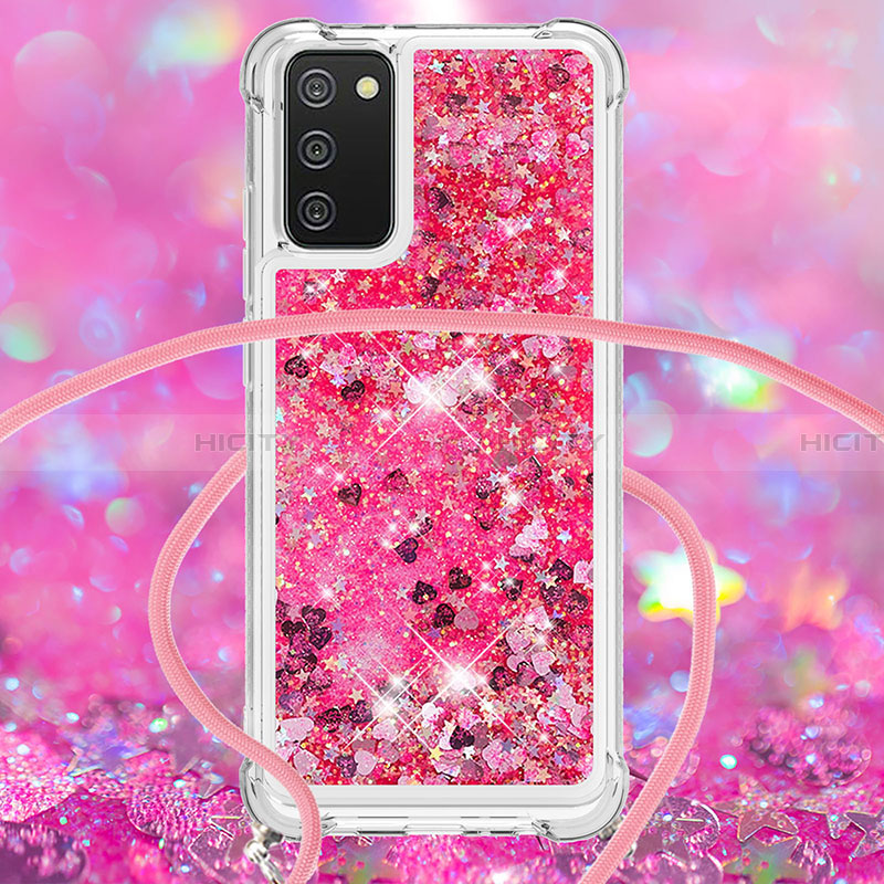 Coque Silicone Housse Etui Gel Bling-Bling avec Laniere Strap S03 pour Samsung Galaxy F02S SM-E025F Plus