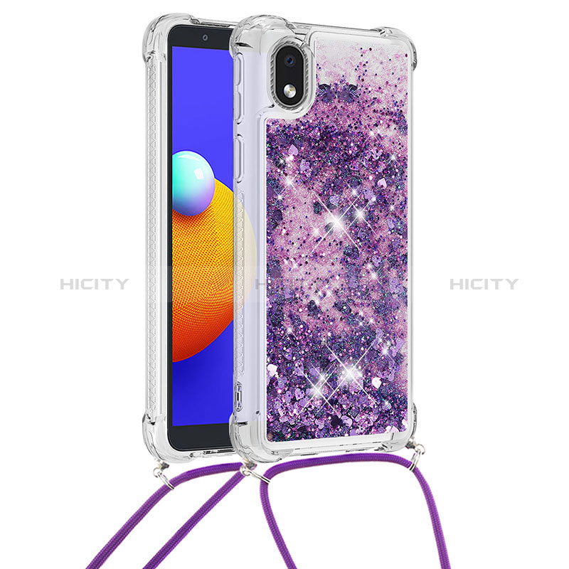 Coque Silicone Housse Etui Gel Bling-Bling avec Laniere Strap S03 pour Samsung Galaxy M01 Core Plus